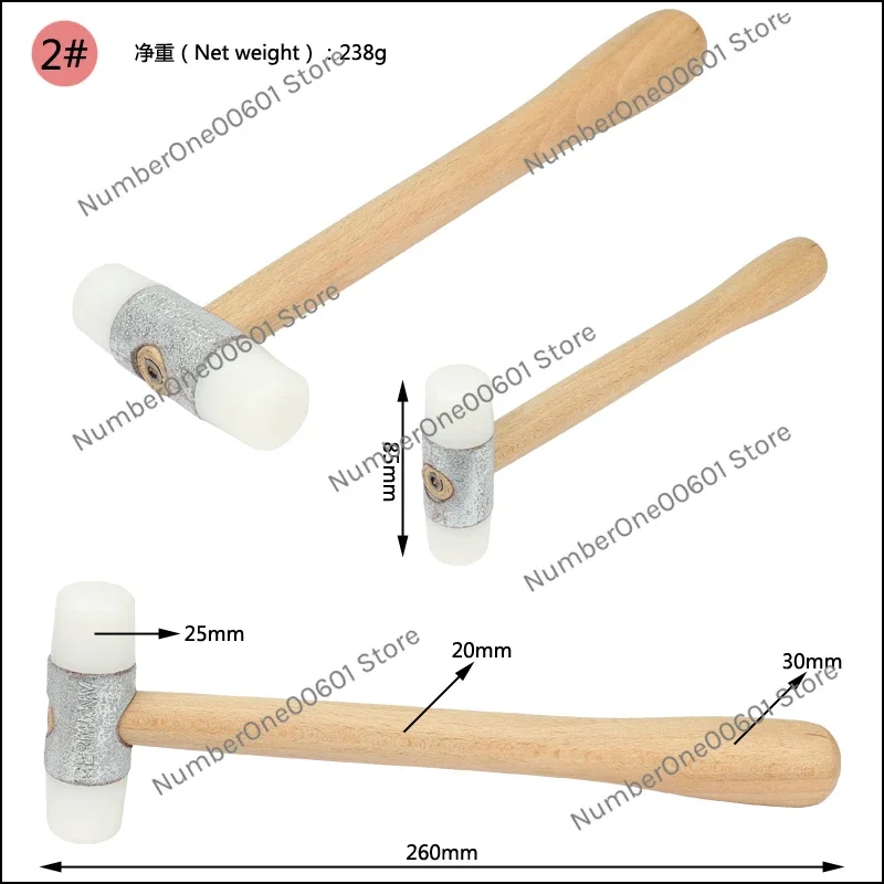 25mm Round Rubber Hammer Head Double Faced Work Glazing Window Beads Hammer with Replaceable Hammer Head Nylon Head Mallet Tool