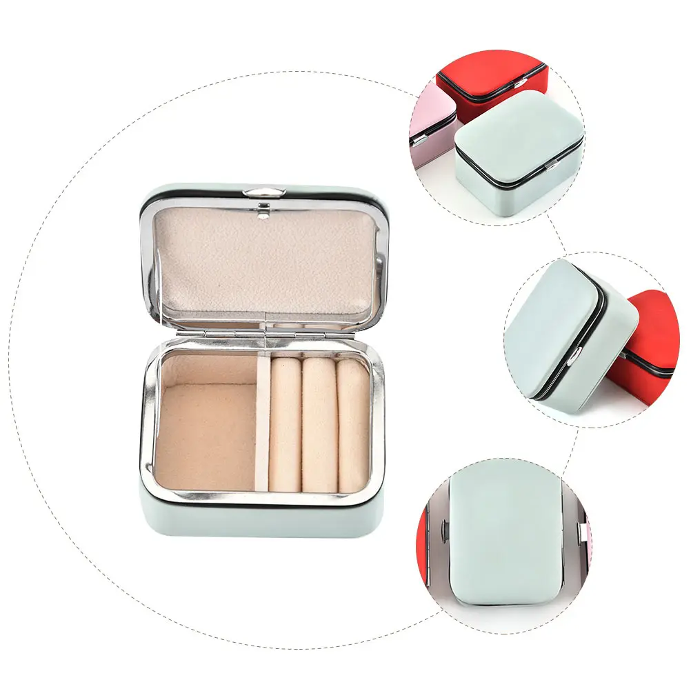 

Portable Jewelry Box For Women Pu Fabric Storage Organizer Case Ring Necklaces Earrings Holder Travel Desktop Container Durable