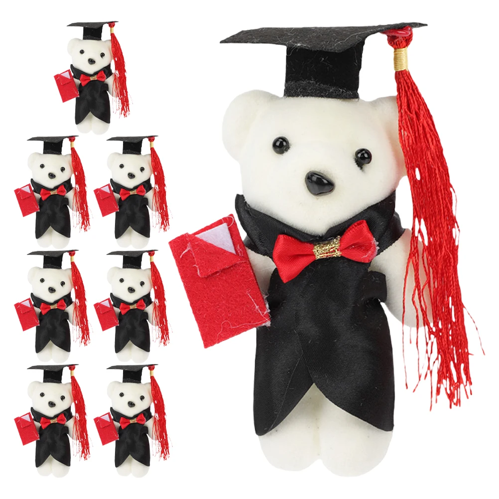 

8 Pcs Mini Doctor Bear Graduation Decor Animal Decoration Foam Flower Bouquet Congrats Toy