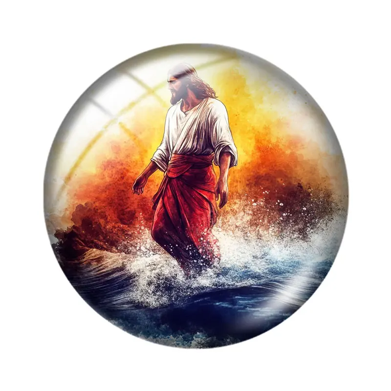 Jesus Walks on Water 12mm/18mm/20mm/25mm Round Photo glass cabochon demo flat back Making findings