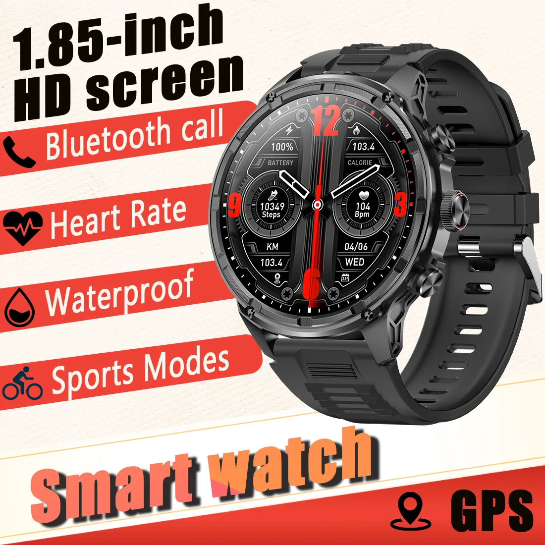 

2026new SmartWatch 710mAh Large battery Bluetooth call Health monitoring Sports Modes Waterproof GPS Compass Outdoors MFitness