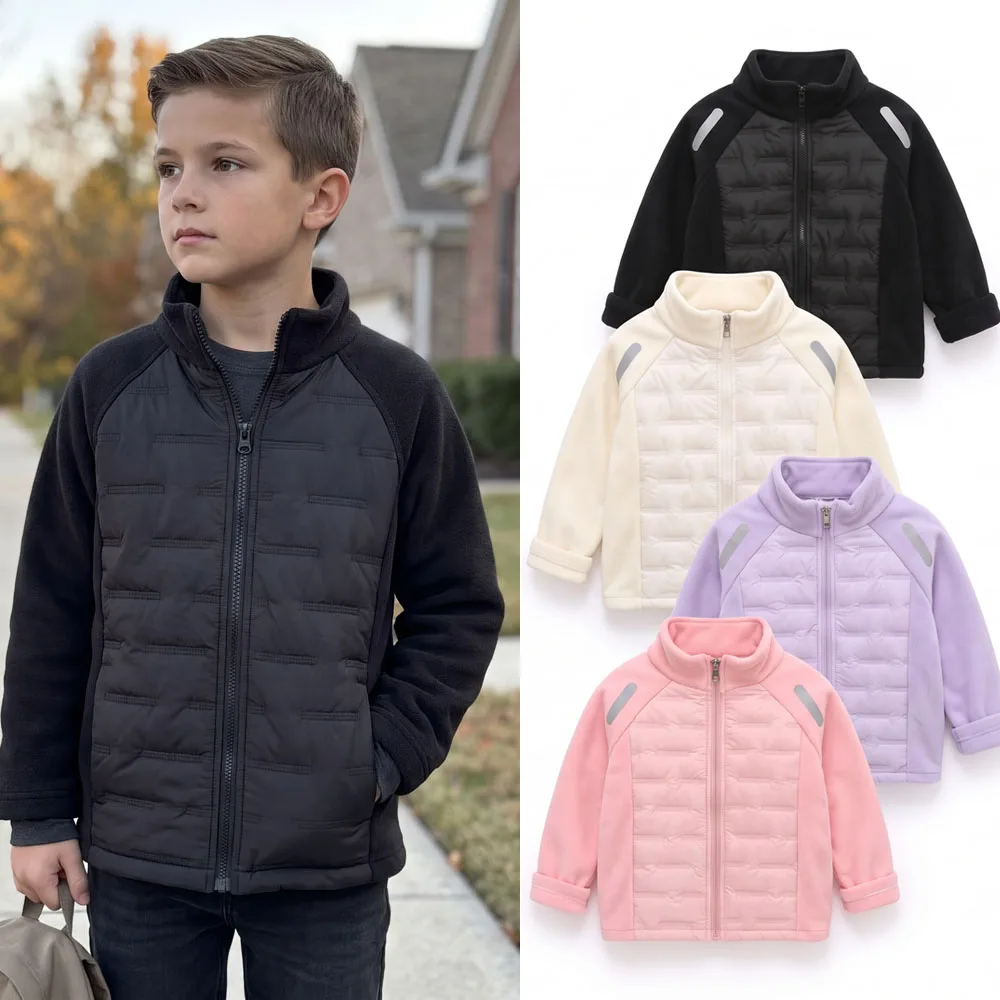 Boys Girls Thick Jackets Winter Kids Padded Fleece Warm Coats Children Hooded Cotton Outerwear Kids Clothes Cashmere COAT