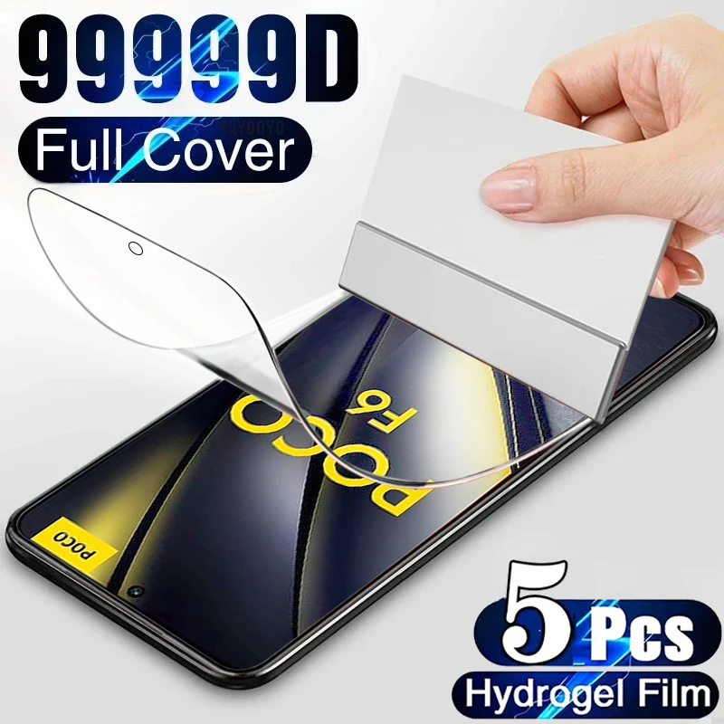

5 Pcs Hydrogel Film Screen Protector For Xiaomi Poco F6 X6 X5 Pro 13T 12T Pro Redmi 13C Note 13 12 5G Pro Screen Protector Film