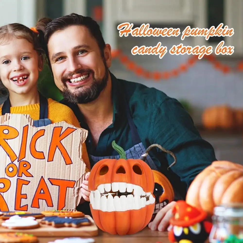 

Resin Halloween Pumpkin Storage Box Halloween Decor Hinged Lid Pumpkin Candy Box Snack Holder Festive Trick Or Treat Boxes