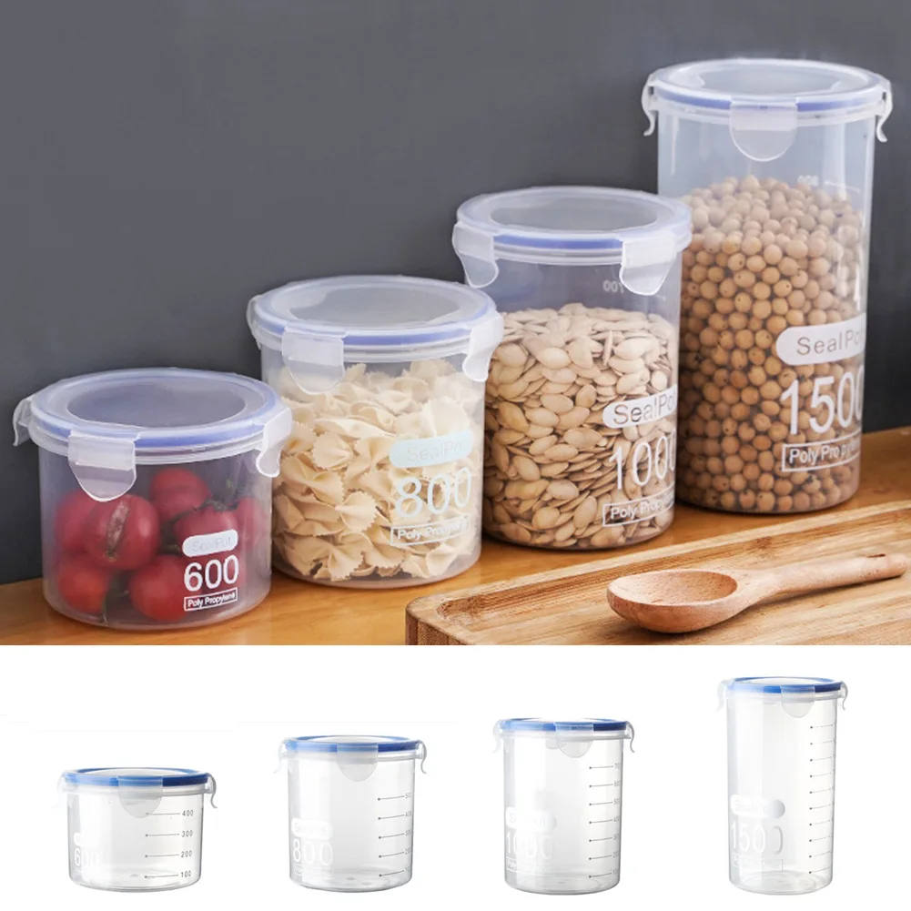 

1pc Plastic Transparent Plastic Storage Box Food Storage Organization Canisters 600ml 800ml 1000ml 1500ml Food Storage Box