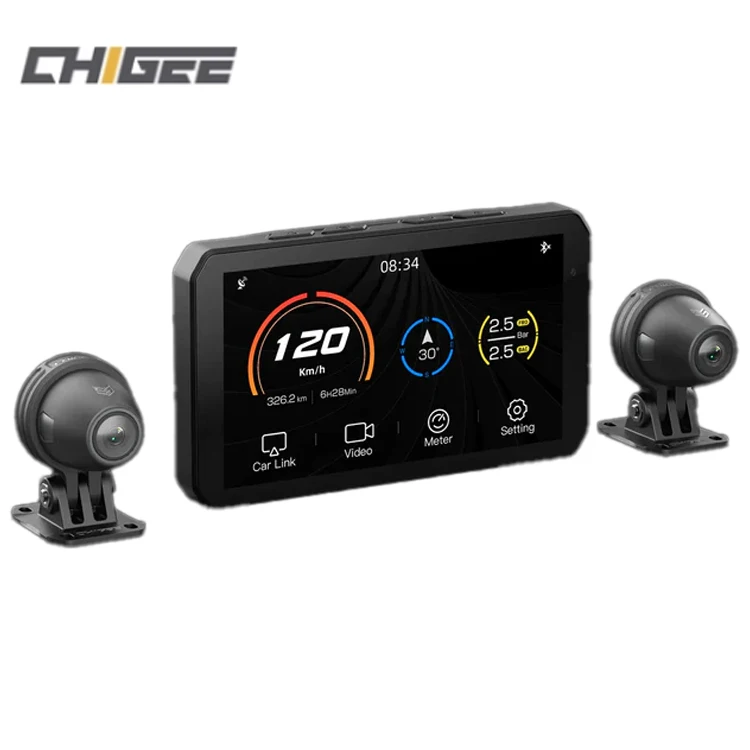 CHIGEE Popular 5 Inch Full HD 1080P Vehicle Blackbox 3 In 1 Motorcycle Dash Cam Doble Camara