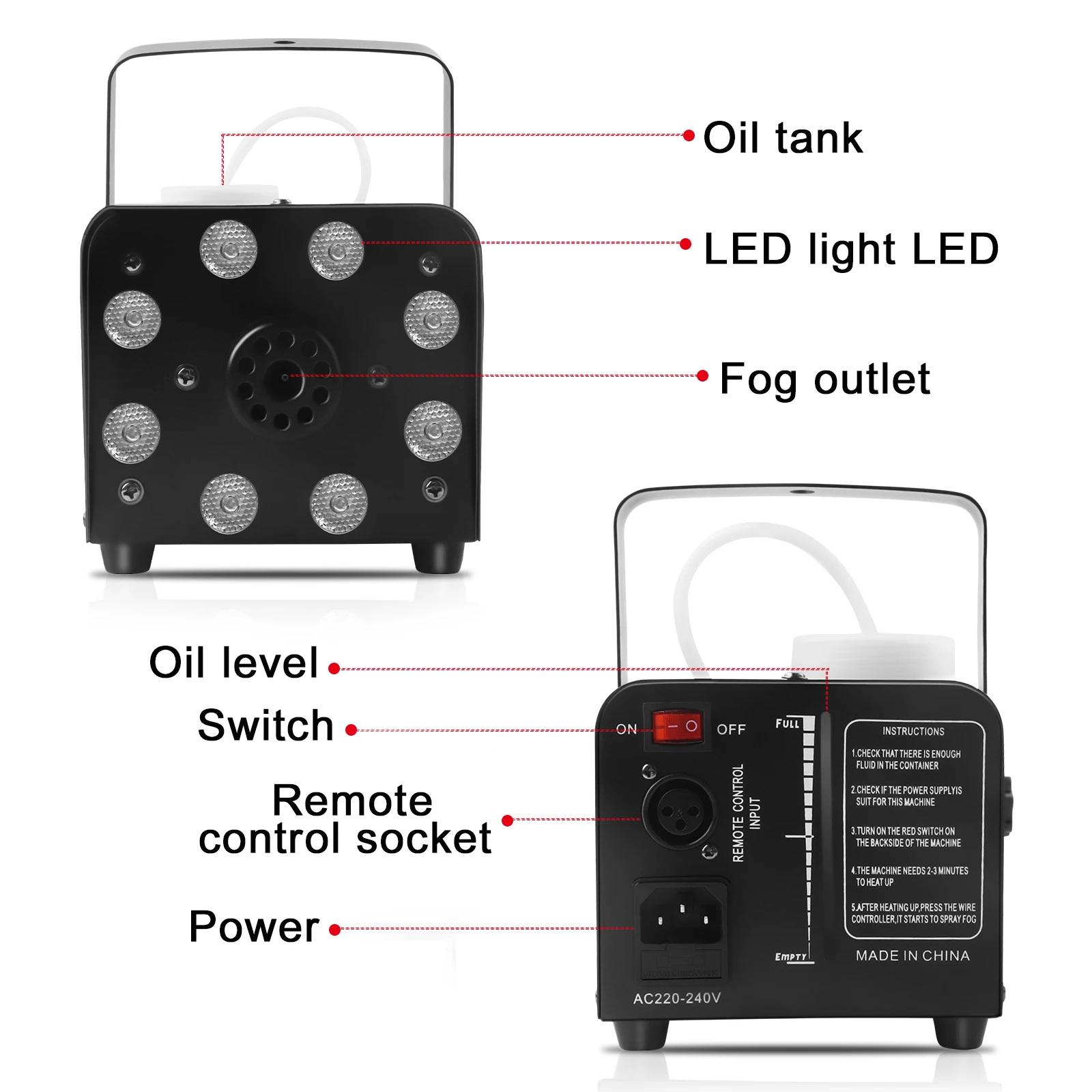 Imagem -06 - Máquina de Fumaça Led Rgb 700w Equipamento de Spray Colorido para Palco Performance de Palco Banquete de Casamento Máquina de Neblina Colorida