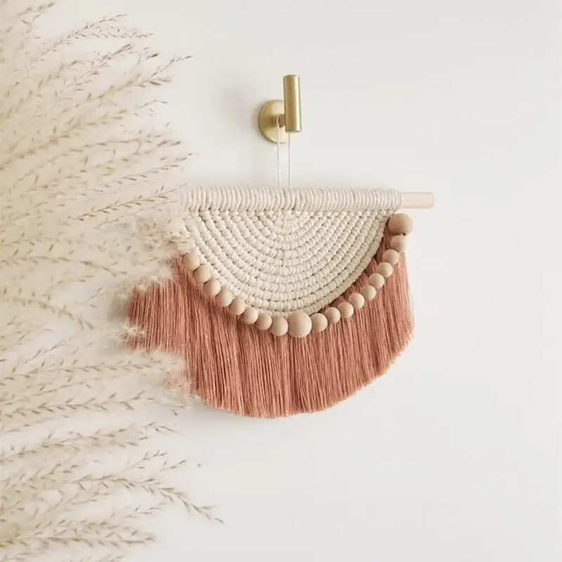 Chic Macrame appeso a parete stile bohémien cotone tessitura a mano arazzo per soggiorno camera da letto decorazione della parete casa decorazioni