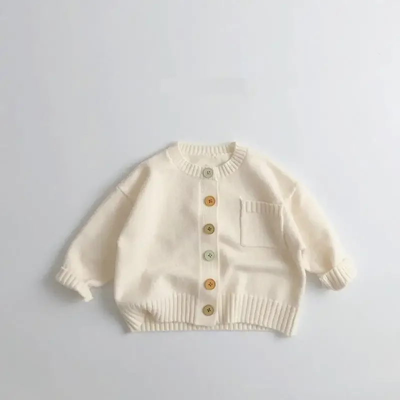 2025年春新作-子供-長袖セーターコート-コットン-男の子-女の子-無地-カジュアル-ニット-カーディガン-ジャケット-キッズ-多用途-ニットウェア