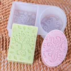 Round and Square Soap Silicone Mold Handmade Flower Soap Making Supplies DIY Plaster Resin Candle Material Kit Cake Baking Tools