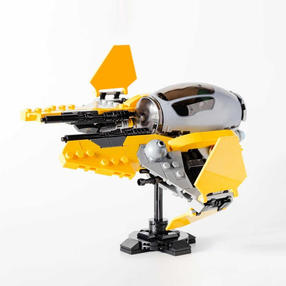 360PCS MOC Star Battle Yellow Interceptor Model Building Blocks DIY Tech Spaceship Assembler Fighter Toy Boy Collectible Gift