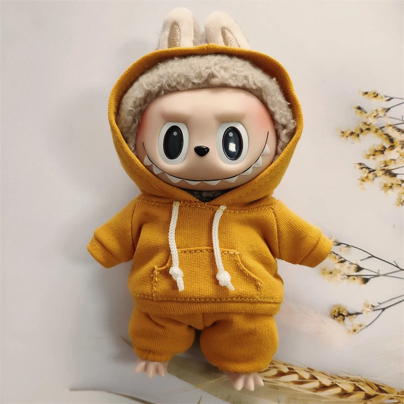 

17cm Labubu Doll Clothes Monster Outfit Set Hooded Sweatshirt Pants DIY Kids Gift For Ropa Labubu