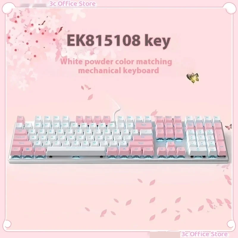 

Dareu Ek815 Sakura Weiyang Theme 108 Keys Wired Mechanical Keyboard Pink Light Gaming Computer Laptop Universal