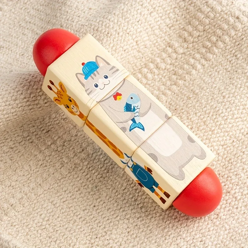 قطعة واحدة من أحجية الحيوانات والمحيط الخشبية للأطفال الصغار - لعبة تعلم تعليمية، تطوير المهارات الحركية، مخلوقات بحرية ملونة