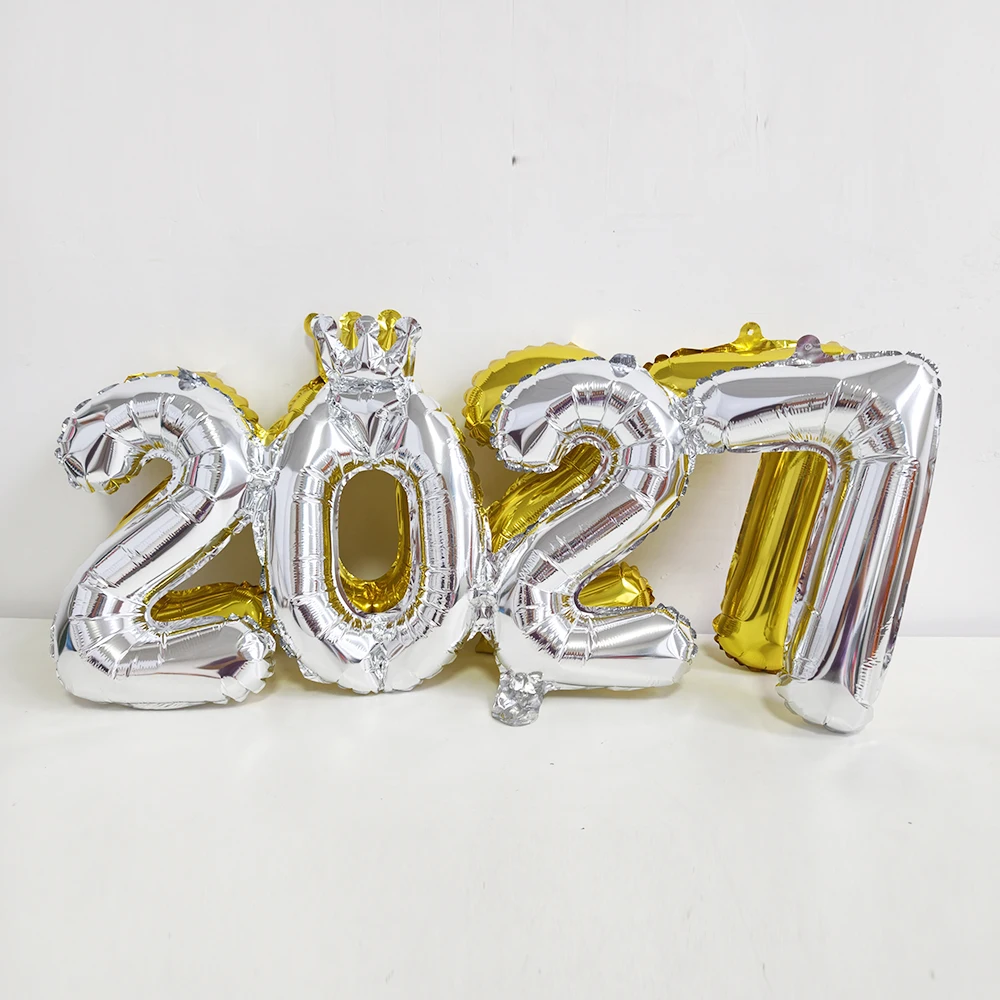 Kronen-Folienballons mit der Zahl 2027, Gold-Zahlenbanner, Fotokabinen-Requisiten, Weihnachtsdekoration, Silvester-Partydeko-Zubehör – Detail 8