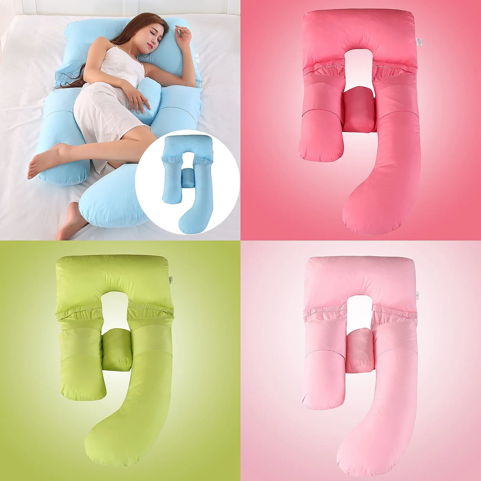 Pregnancy Pillow U-Shape Maternity Pillow for Side Sleeping Detachable Back Support Nursing Cotton  Body Pillow