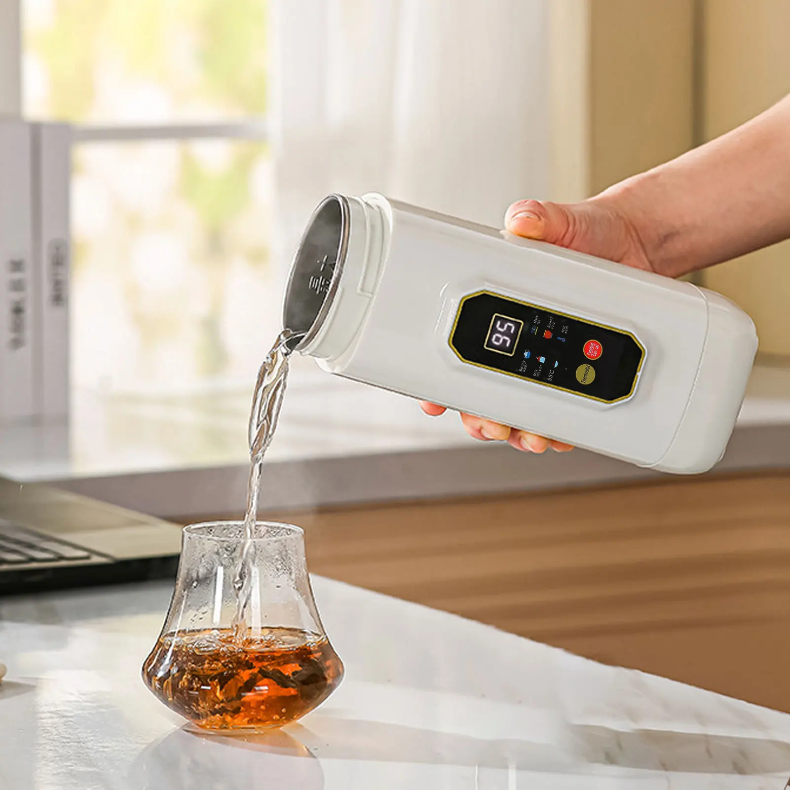 

Travel Electric Kettle 316 Stainless Steel Constant Temperature Portable Hot Water Boiler Bottle for Tea Coffee