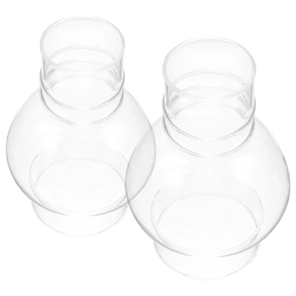 

2Pcs Vintage Glass Lamp Shade Replacement Chimney for Lanterns Oil Lamp Parts 5cm 7.3cm Diameter Clear Windproof Cover