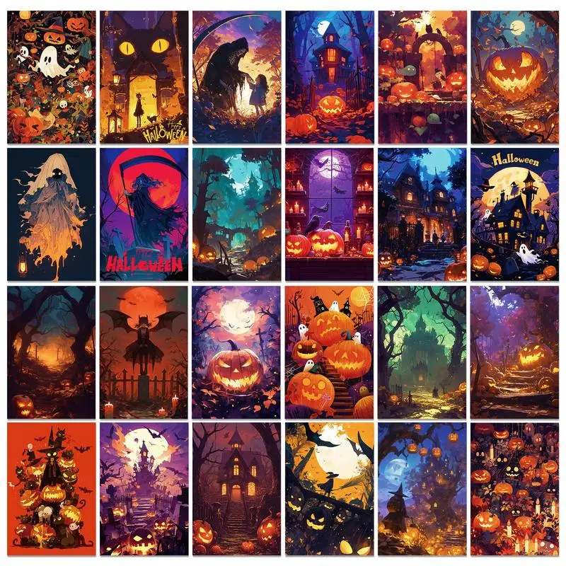 

Halloween Greeting Cards 50X Creepy Note Cards 4x6 Inches Assorted Vintage Halloween Postcards Greeting Cards Horror Holiday