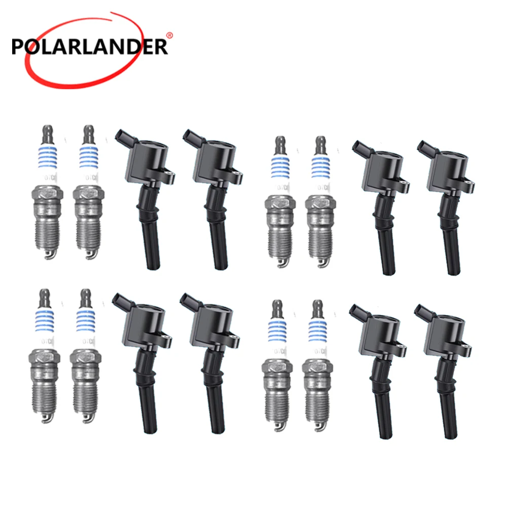 

8 Pack Ignition Coils DG508 + Spark Plugs SP413 Compatible with Ford F-150 Mustang V8 4.6L
