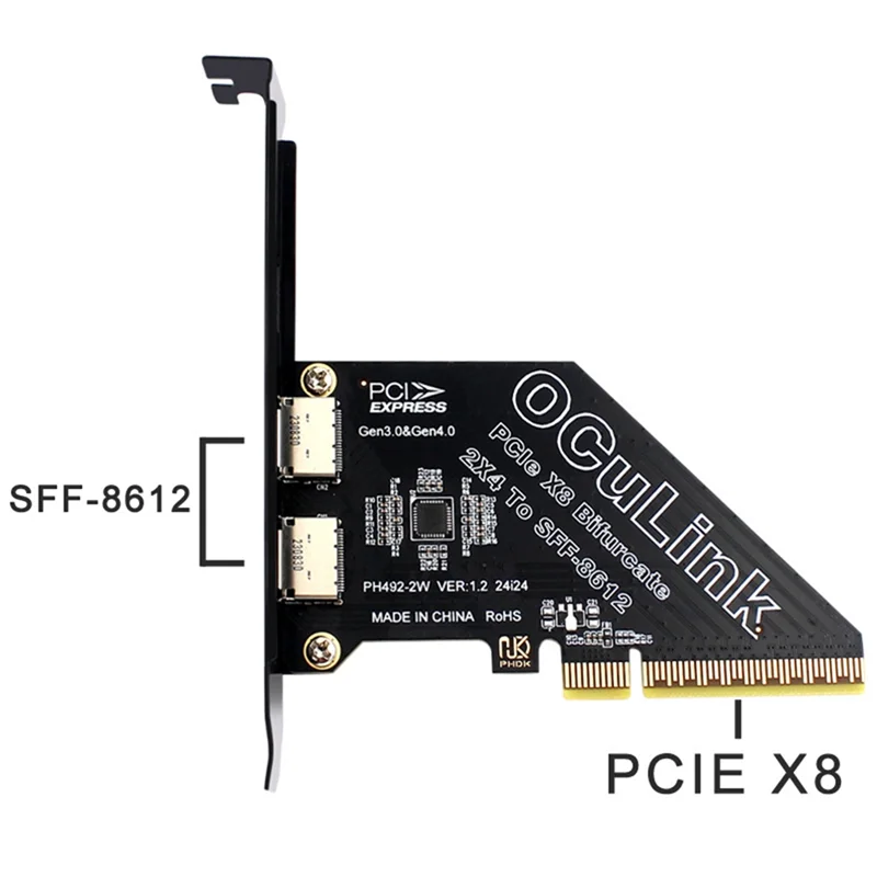 【Superdeals】Pcie4.0 X8 إلى 2Port SFF8611&8612 بطاقة توسيع Oculink إلى SFF-8639 U.2 SSD لبطاقة الرسومات الخارجية لـ Win/Linux