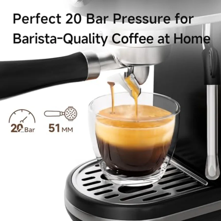 HIBREW H10B Máquina de café expreso de 51 mm para uso doméstico y cafetería Temperatura y configuración de volumen de taza totalmente ajustables Digita inteligente