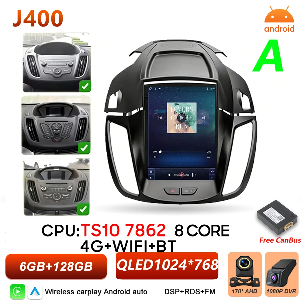 Android 16 autoradio voor Ford C-MAX Kuga 2 Escape 3 2012-2019 multimediaspeler draadloze Carplay BT Auto 5G stereo DSP RSD