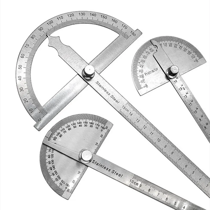 180 Degree Protractor Metal Angle Finder Angle Ruler Woodworking Tools Measuring Ruler Angle Meter Stainless Steel Goniometer