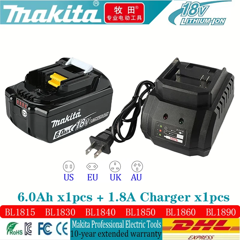 

18V Original Makita 2Ah/3Ah/5Ah/6Ah Compatible Makita Battery BL1860 BL1850B BL1830 Series Battery Replacement