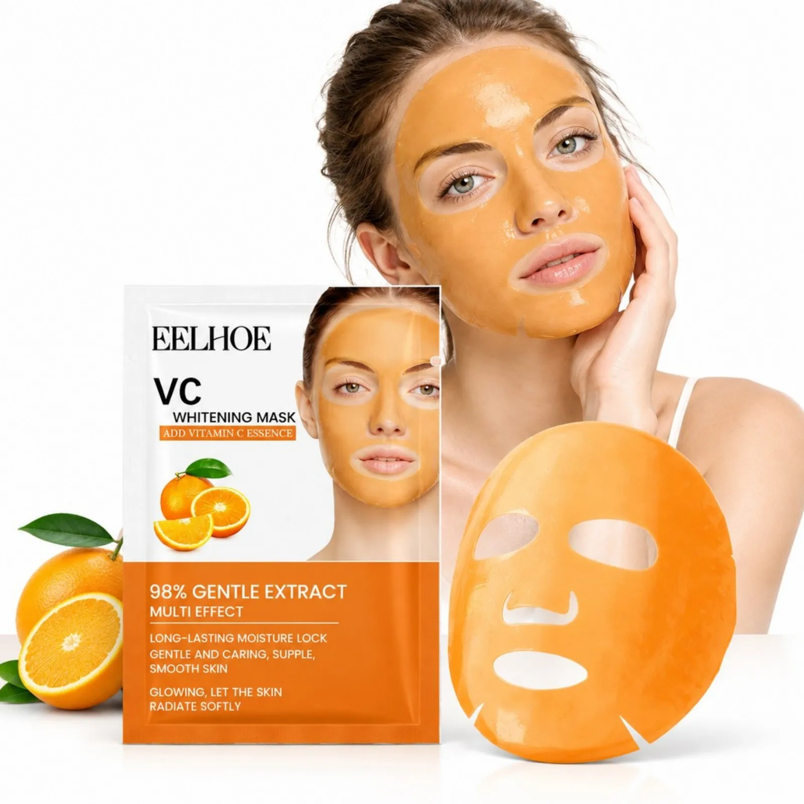Vitamin C Brightening Face Mask Hydrating Moisturizing Improve Pores Brighten Complexion Deep Nourishment Sheet Mask Facial Skin