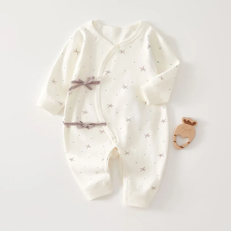 0-6M Autumn Baby Rompers Sweet Moon Stars Newborn Girls Jumpsuit Thin Ventilate Infant Clothes Toddler One Piece