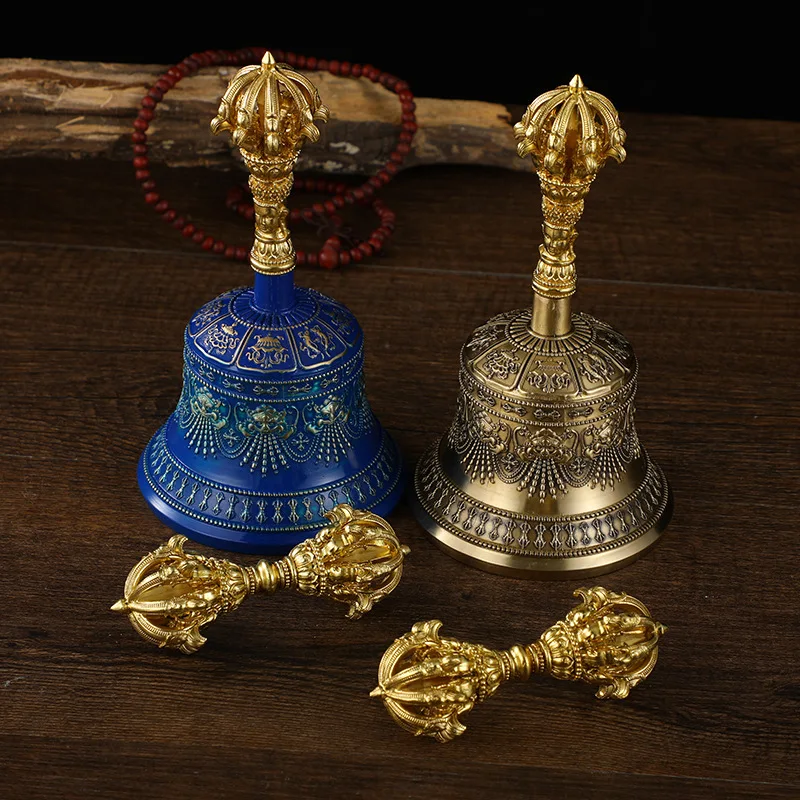 Tibetan Vajrayana Bell Stump Nepal Imported Artifact Five Leg Nine Leg Pure Copper Bell with Clear and Echoing Sound