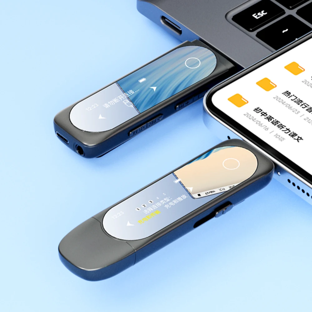MP3 Player with Bluetooth Type-C Clip USB-A Dual Plug Fast Download Lossless Audio Music USB Drive 64GB for Students School Use