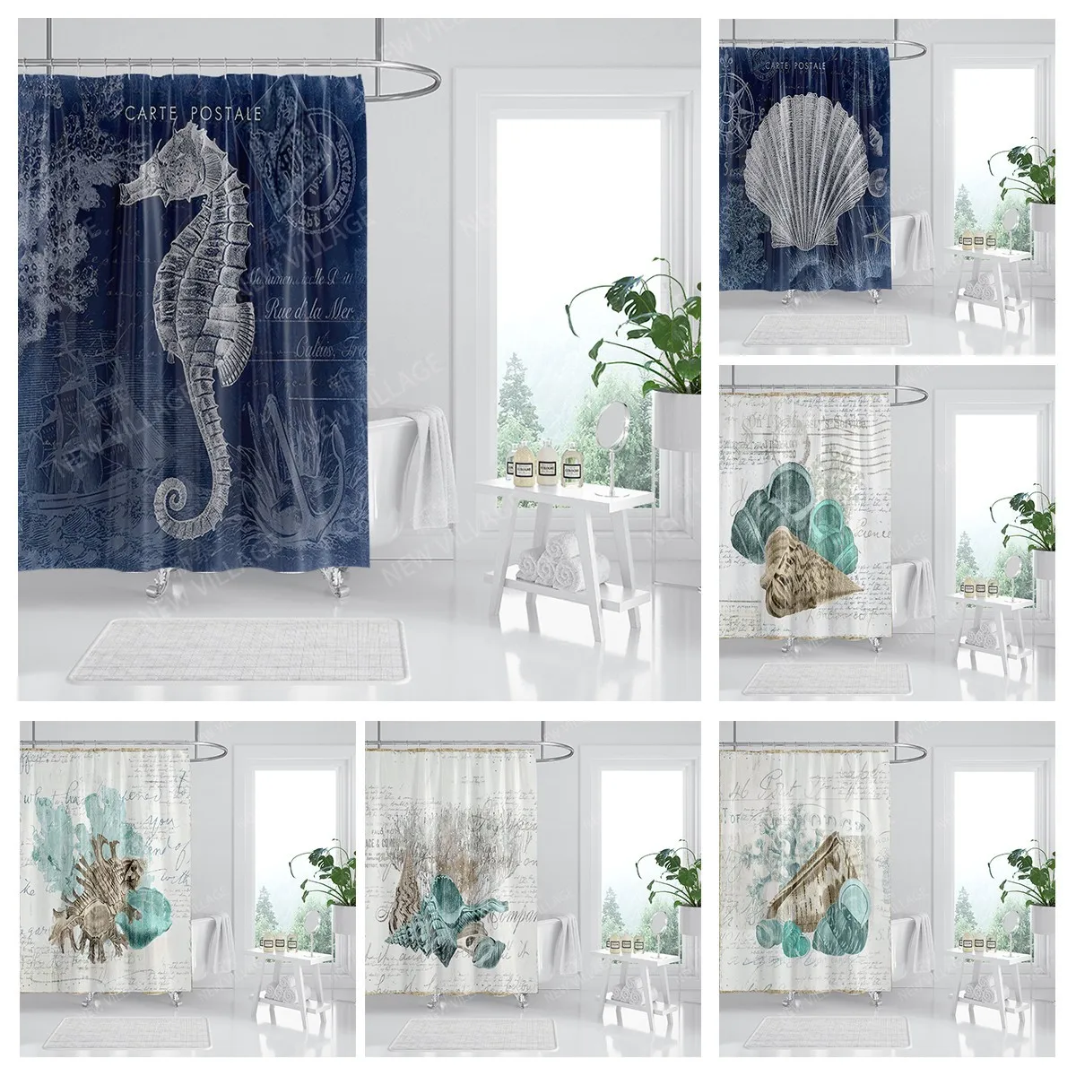 Home waterproof fabric bathroom curtain accessories 90x200 shower shower curtain 240 * 200 Atlantis style shower curtain