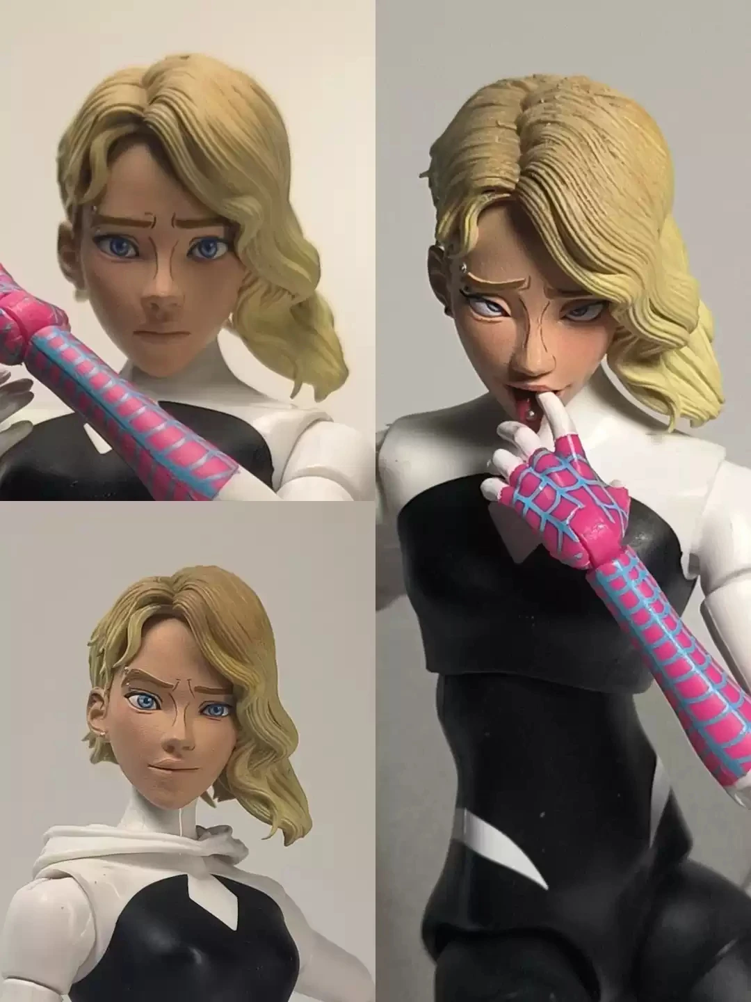 Handmade 1/12 Scale ML Shf Mafex Thousand Value Practice Gwen Spider Man Head Carving For 6in Female Soldier Action Figure Model