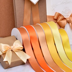 YAMA 25 28 32 38 mm 100yards/lot Double Face Satin Ribbon Light Dark Yellow for Party Wedding Decoration Handmade Rose Flowers