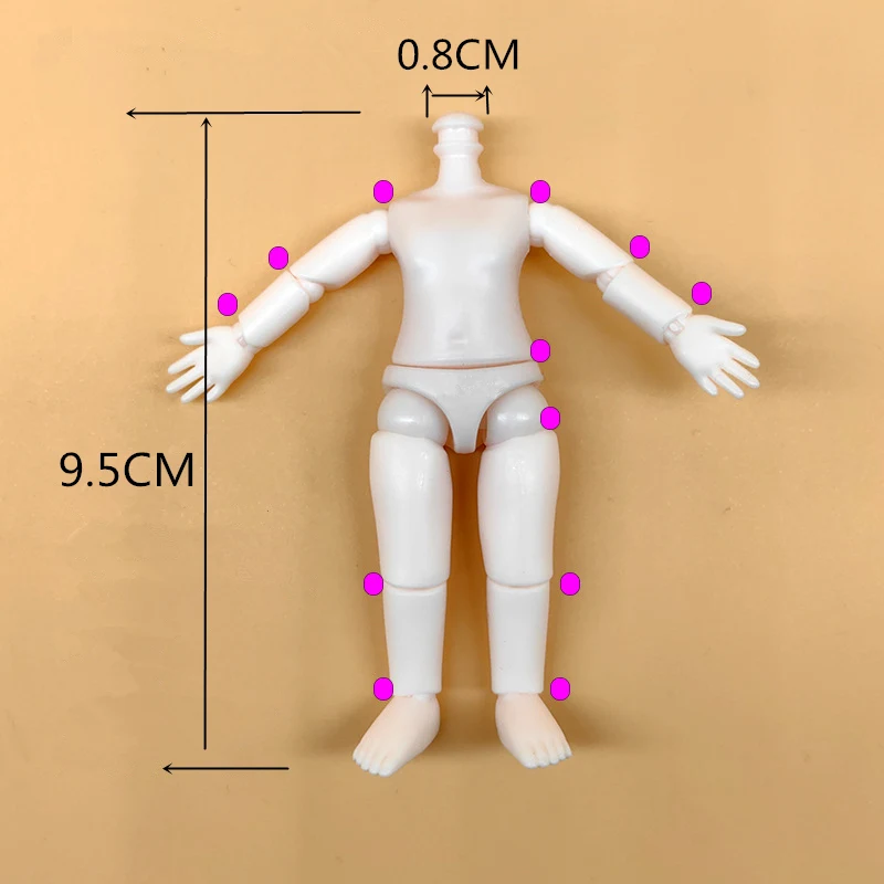 2 Pieces 9.5cm Heigh Doll Body 1/12 Bjd Multi Joints Movable Doll Body Girl Diy Dress Up Toy Accessories