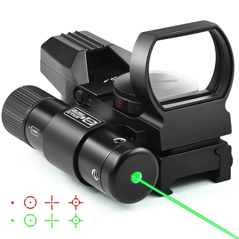 1x22x33mm Tactische Rood Groen Dot Sight Reflex Sight Riflescope met Rood Groene Laser 4 Richtkruis Jacht Optics Sight voor 20mm Rail