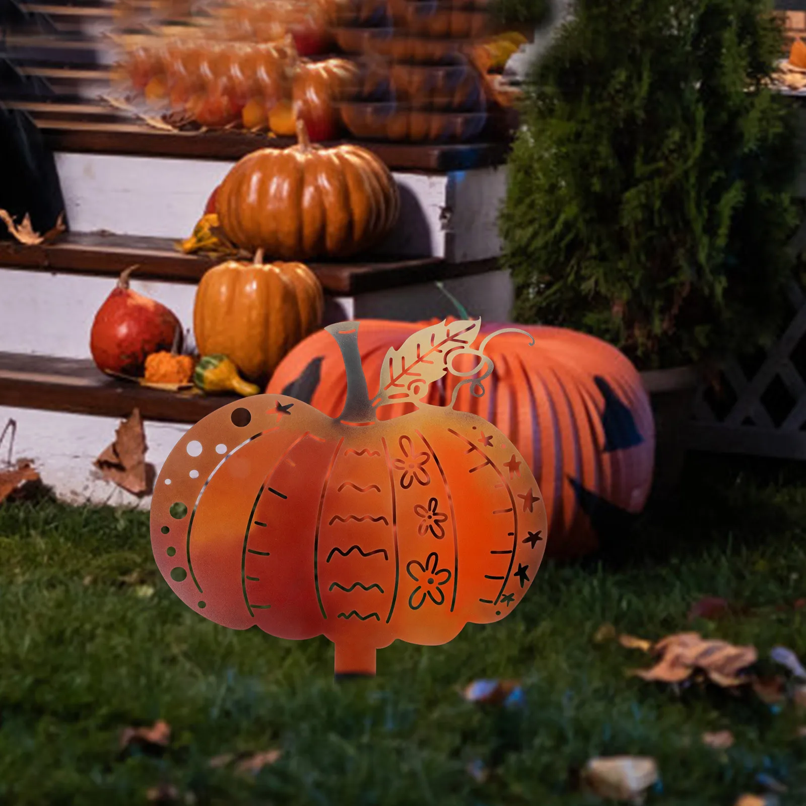 

Pumpkin Sign Decoration Outdoor Stake Fall Decorations Halloween Garden Sign Yard Stakes Halloween Pumpkin Yard Decoration