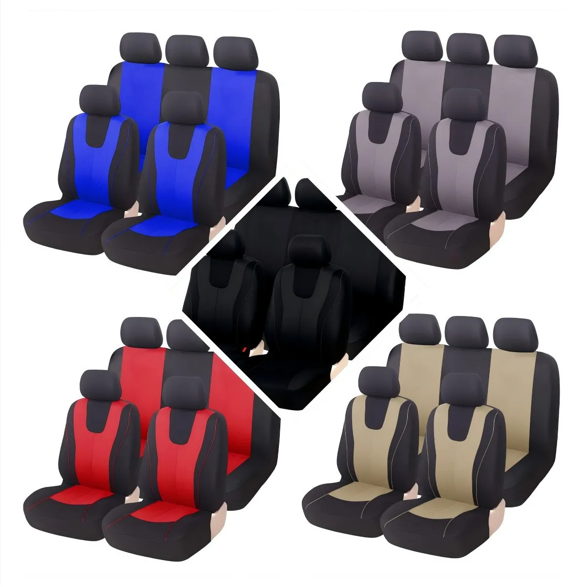 Universal 7 Colors Car New 5 Seats Cover Auto Car Seat Covers Ployester Cushion Full Set Front Rear For Sedans Seat Covers AT MT
