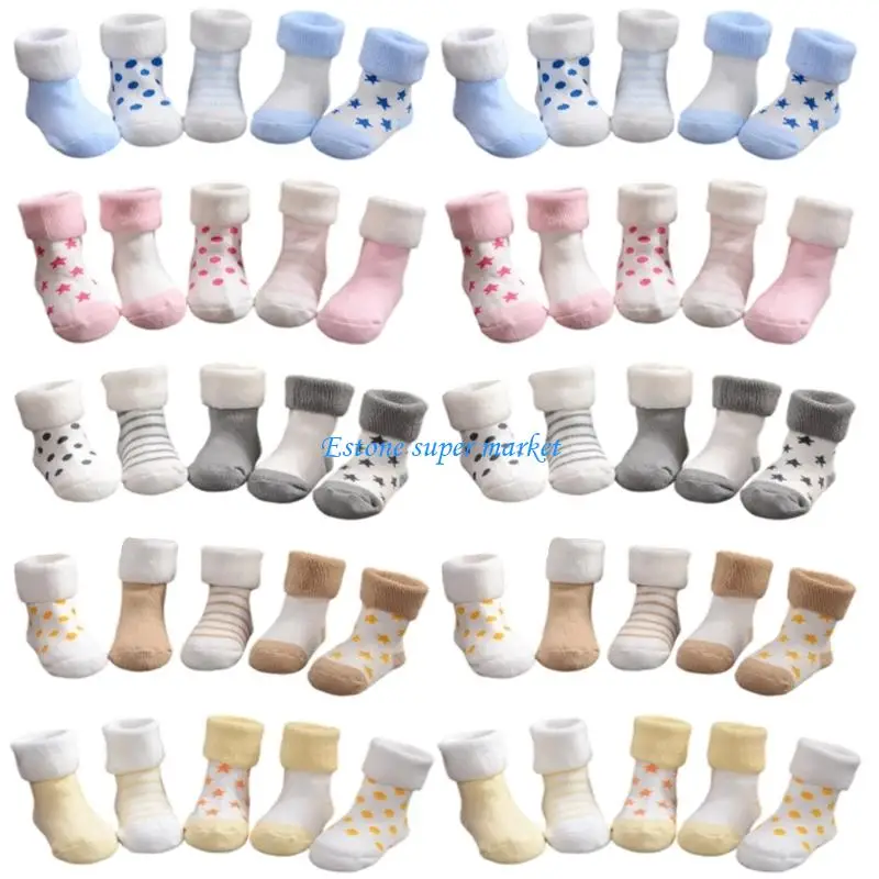 

090B 1 Set Comfortable Star Themed Infant Socks Anti Skid Breathable Fabric Easy Wash