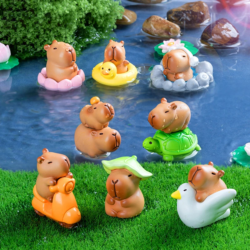 Cartoon Cute Capybara Miniature Figurines Creative Fashion Mini Animals Figurine Kawaii DIY Home Decoration Accessories Gifts