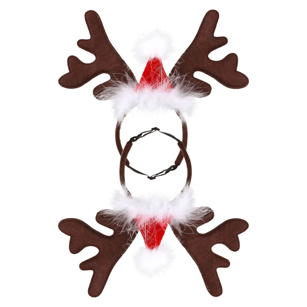 

2Pcs Pet Reindeer Antlers Headwear Christmas Dog Cat Accessories Comfortable Soft Materials Ideal for Holiday Celebrations