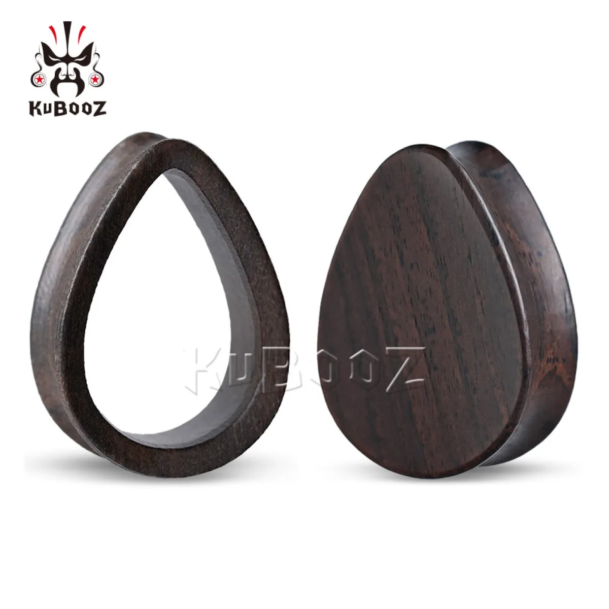 KUBOOZ  Walnut Wood Drop-shape Ear Tunnels Plugs Gauges Piercing Ears Expanders Body Jewelry Earring Stretchers 1Pair