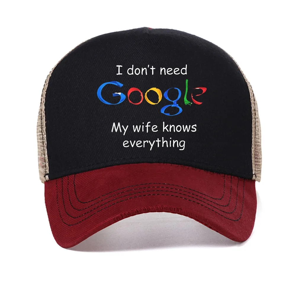 

Men's I Don't Need Google My Wife Knows Everything Funny baseball cap for Men women adjustable mesh Snapback hats sun caps