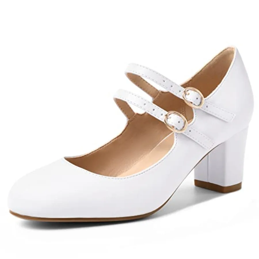 

Women's Dress Shoes for Women Pumps Mary Jane Heels Low Block Round Closed Toe Wedding Office Work