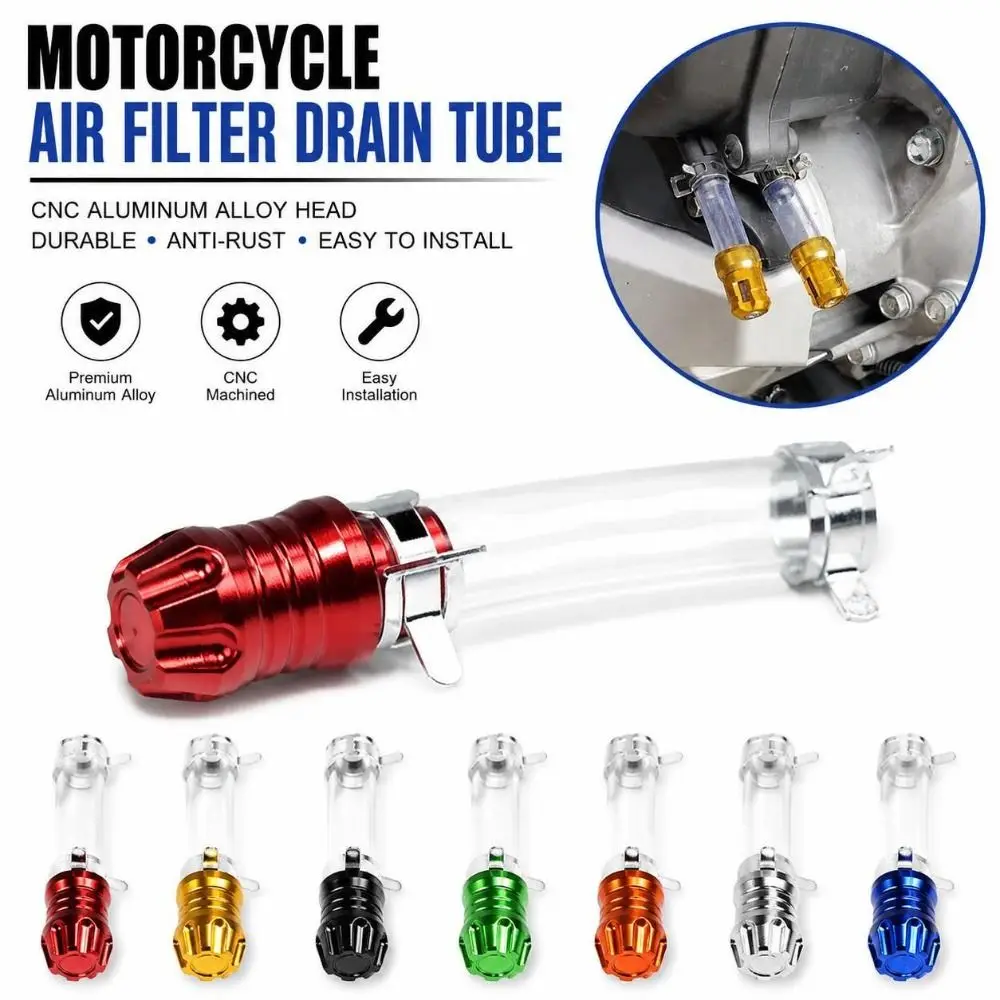 CNC Aluminum Alloy Motorcycle Air Filter Drain Pipe Transparent Clamp Fastening Airbox Drain Plug End Cap Universal