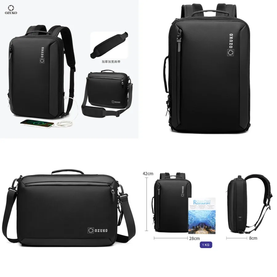【New style】OZUKO business backpack backpack backpack computer bag men's portable portable college student commuting waterproof