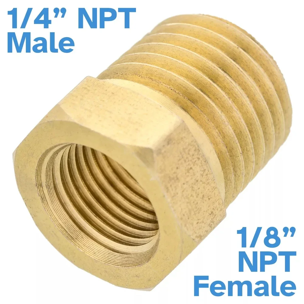 

1/4" NPT Male To 1/8" NPT Female Pipe Reducer Threaded Adapter Fitting Hex Shank Brass Material 2024