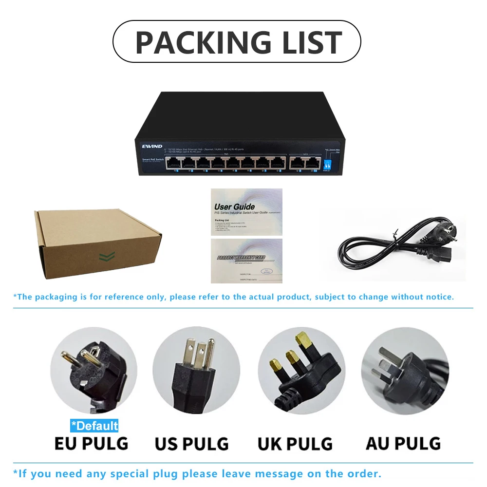 POE Switch 6/10 Ports 10/100M Ethernet Switch with 2 10/100M RJ45 Ports Network Switch for IP Camera/Wireless AP AI Smart Switch